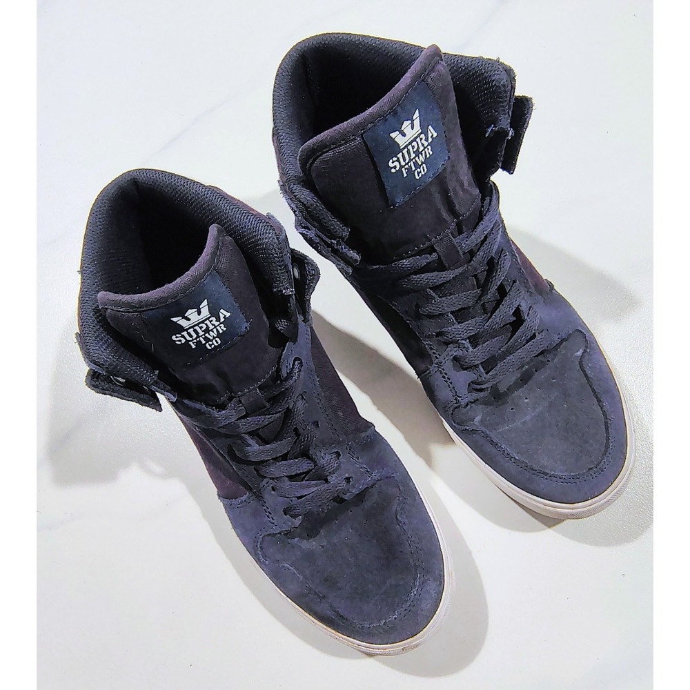 Supra Mens Vaider Skate Shoes Sneakers High Top Navy Suede Canvas 8.5 - Picture 3 of 10